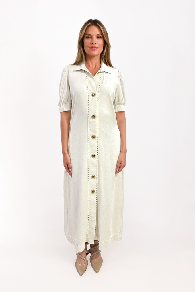 03LCM09758  V EMILIA LINO CAMISERO APLIQUE